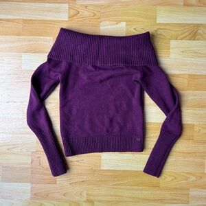 Burgundy Knit Off-Shoulder Sweater